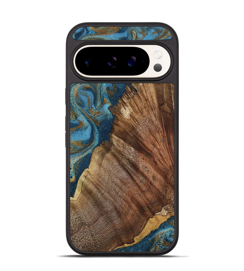 Pixel 9 Wood Phone Case - Keira (Teal & Gold, 798648)