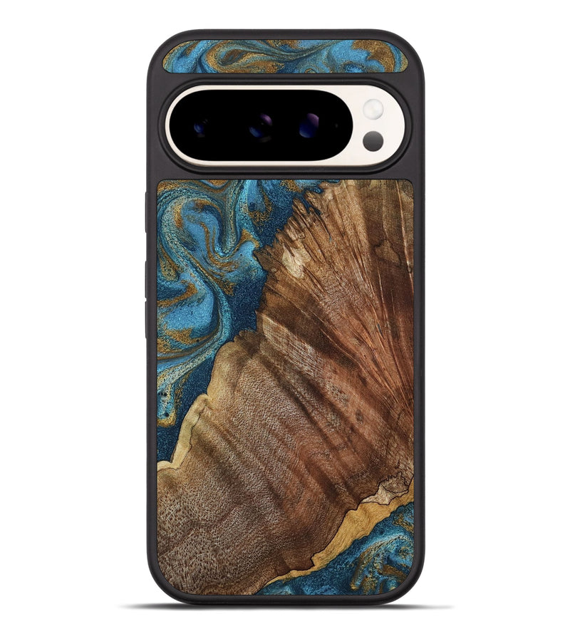 Pixel 9 Pro XL Wood Phone Case - Keira (Teal & Gold, 798648)