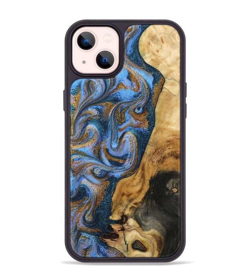 iPhone 14 Plus Wood Phone Case - Calum (Teal & Gold, 798649)