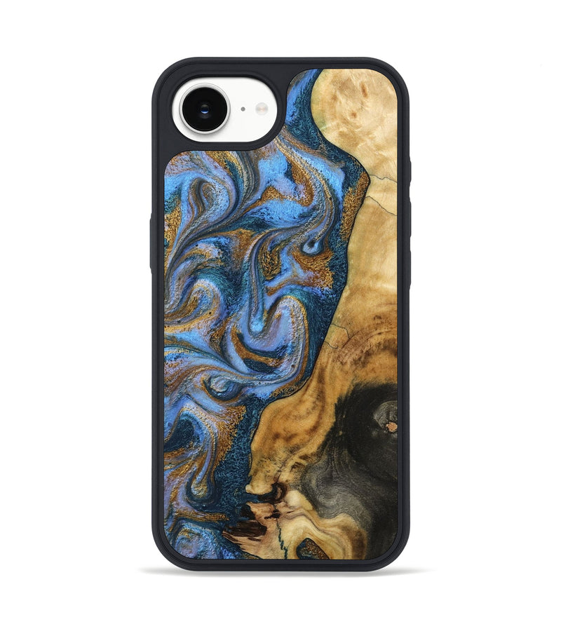 iPhone 16e Wood Phone Case - Calum (Teal & Gold, 798649)