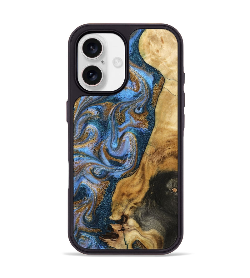 iPhone 17 Wood Phone Case - Calum (Teal & Gold, 798649)