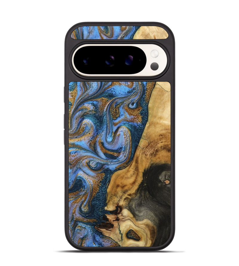 Pixel 9 Pro Wood Phone Case - Calum (Teal & Gold, 798649)