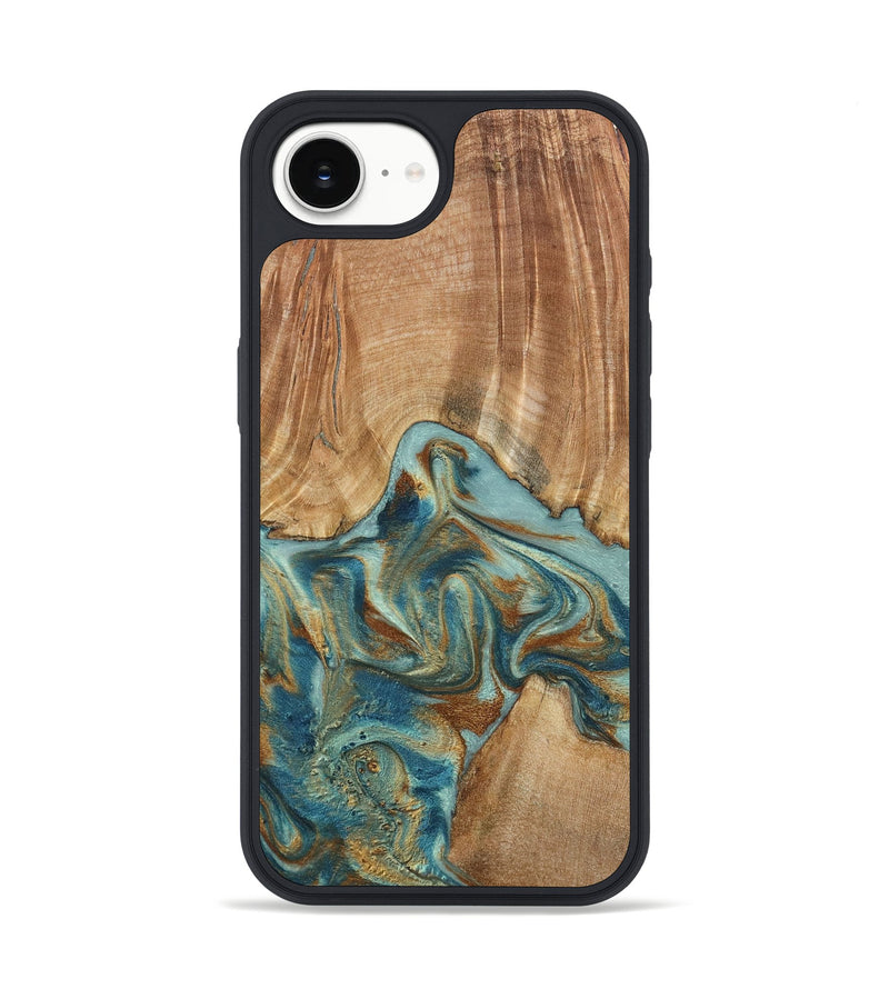 iPhone 16e Wood Phone Case - Kason (Teal & Gold, 798650)