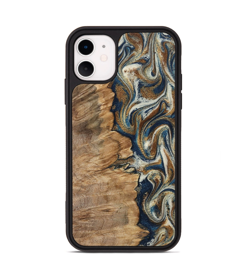 iPhone 11 Wood Phone Case - Tara (Teal & Gold, 798651)