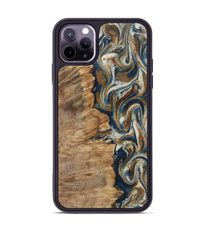 iPhone 11 Pro Max Wood Phone Case - Tara (Teal & Gold, 798651)