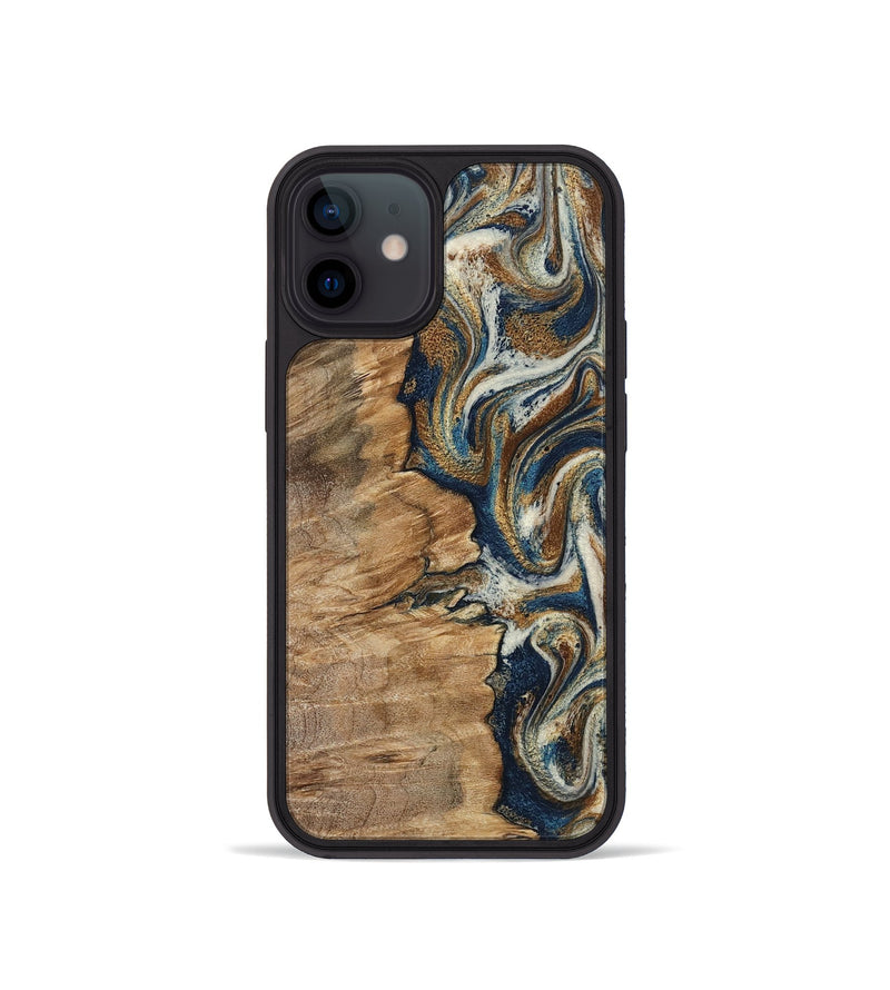 iPhone 12 mini Wood Phone Case - Tara (Teal & Gold, 798651)