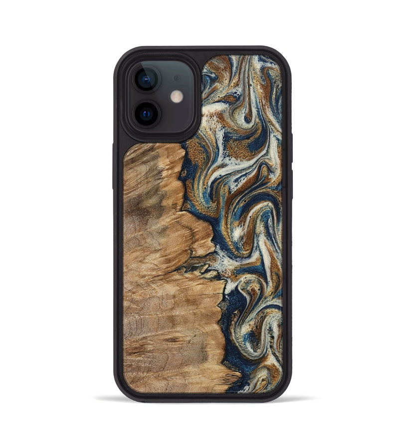 iPhone 12 Wood Phone Case - Tara (Teal & Gold, 798651)