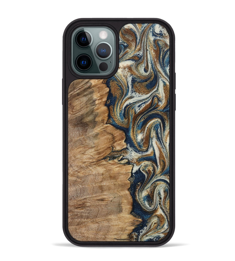 iPhone 12 Pro Max Wood Phone Case - Tara (Teal & Gold, 798651)