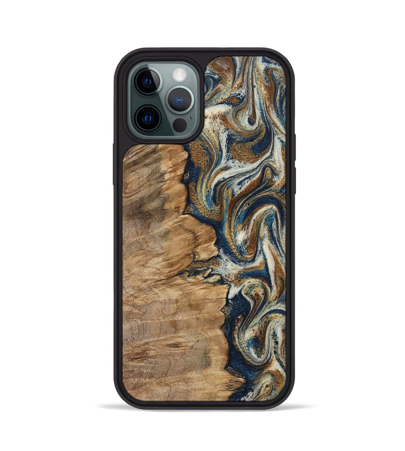 iPhone 12 Pro Wood Phone Case - Tara (Teal & Gold, 798651)