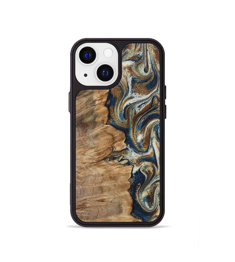 iPhone 13 mini Wood Phone Case - Tara (Teal & Gold, 798651)