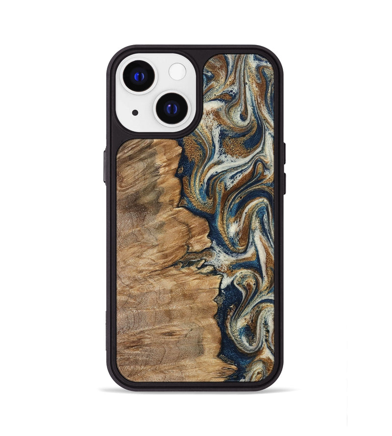 iPhone 13 Wood Phone Case - Tara (Teal & Gold, 798651)