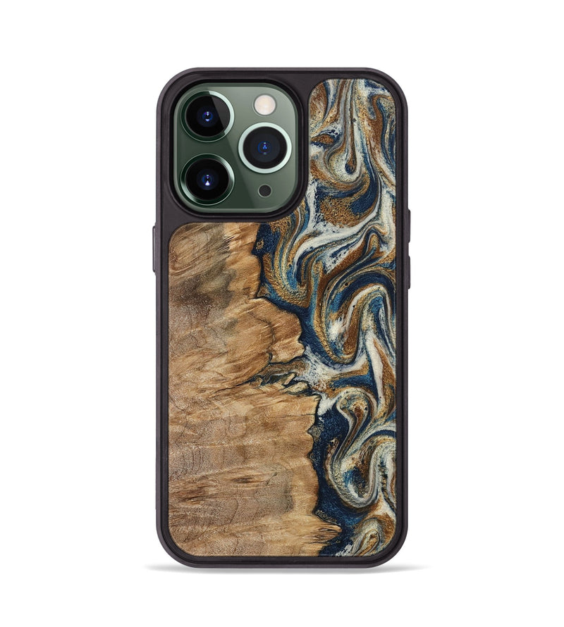 iPhone 13 Pro Wood Phone Case - Tara (Teal & Gold, 798651)
