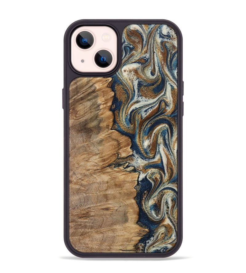 iPhone 14 Plus Wood Phone Case - Tara (Teal & Gold, 798651)