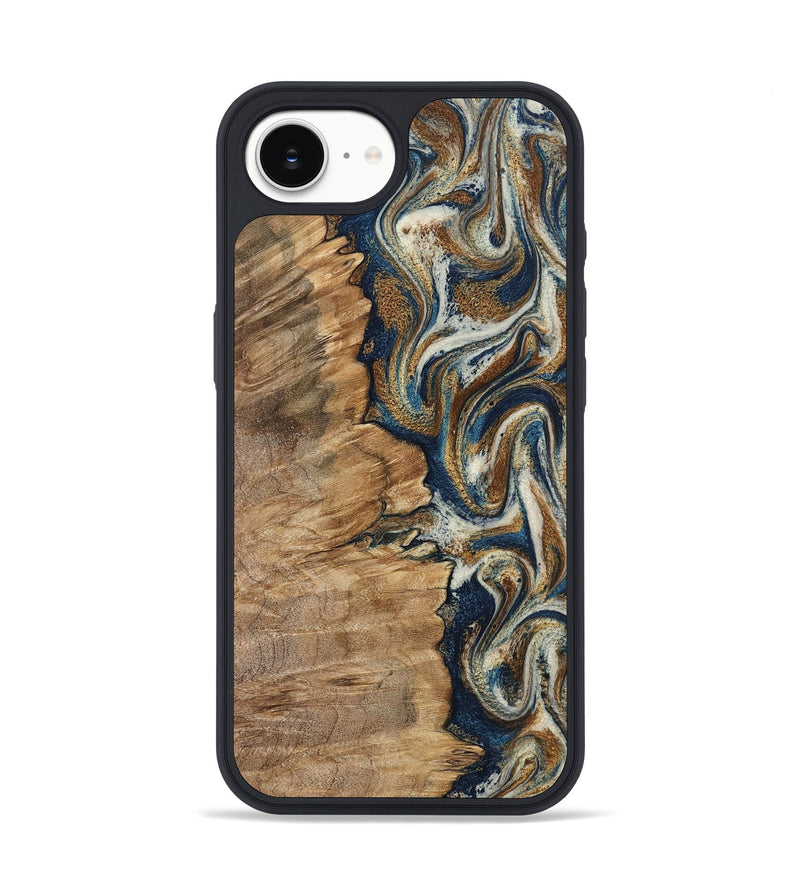 iPhone 16e Wood Phone Case - Tara (Teal & Gold, 798651)