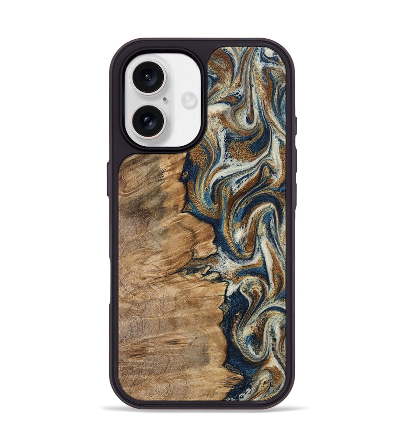 iPhone 17 Wood Phone Case - Tara (Teal & Gold, 798651)