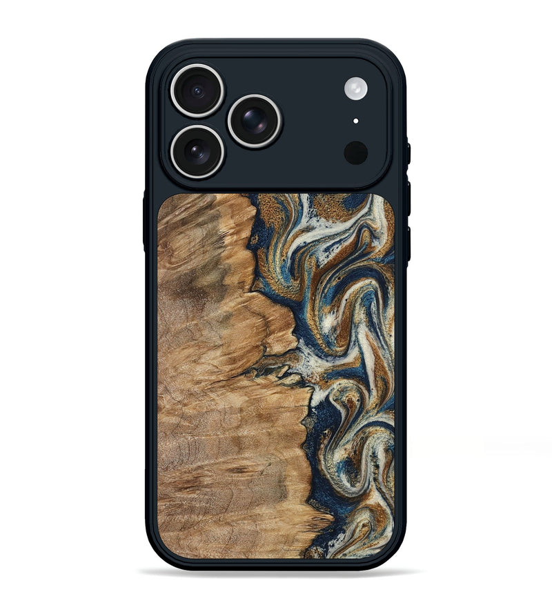 iPhone 17 Pro Max Wood Phone Case - Tara (Teal & Gold, 798651)
