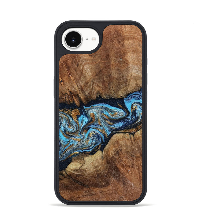 iPhone 16e Wood Phone Case - Tristin (Teal & Gold, 798652)