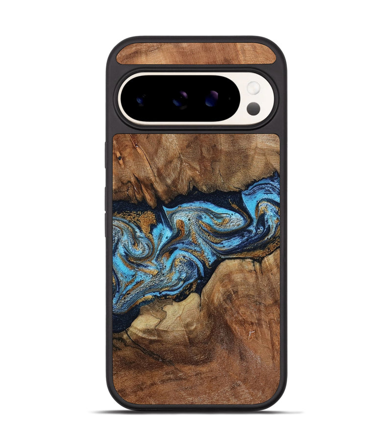 Pixel 9 Pro Wood Phone Case - Tristin (Teal & Gold, 798652)