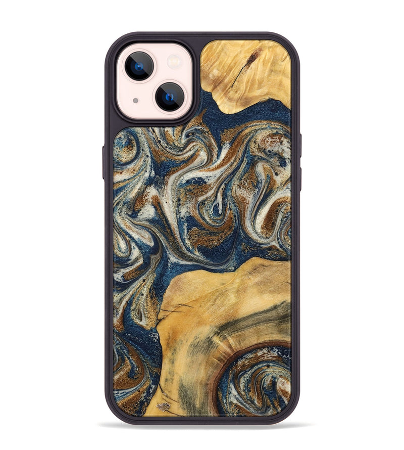 iPhone 14 Plus Wood Phone Case - Titus (Teal & Gold, 798653)
