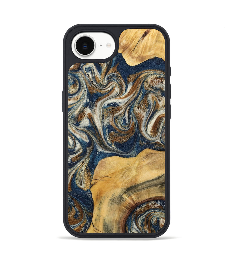 iPhone 16e Wood Phone Case - Titus (Teal & Gold, 798653)