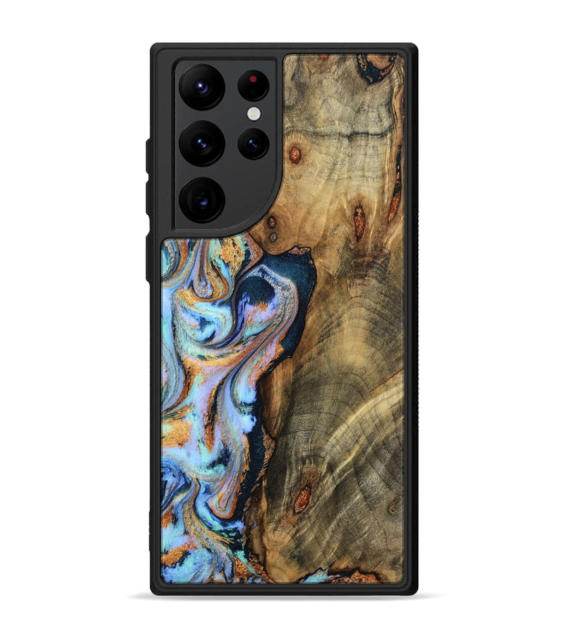 Galaxy S22 Ultra Wood Phone Case - Hilma (Teal & Gold, 798654)