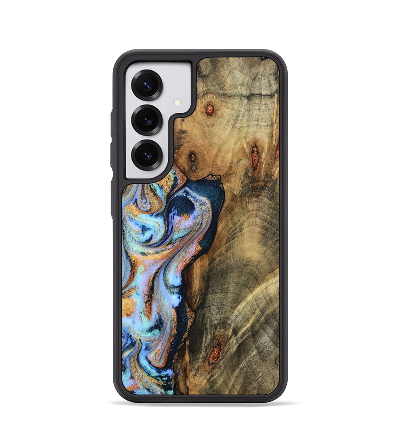 Galaxy S25 Wood Phone Case - Hilma (Teal & Gold, 798654)