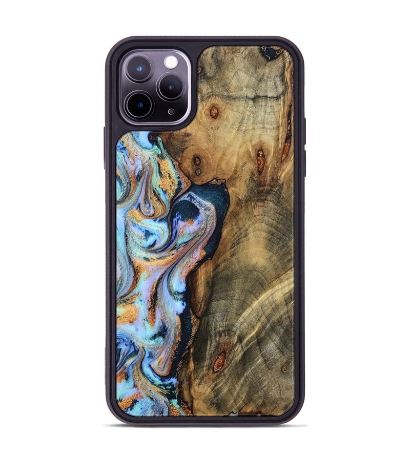 iPhone 11 Pro Max Wood Phone Case - Hilma (Teal & Gold, 798654)