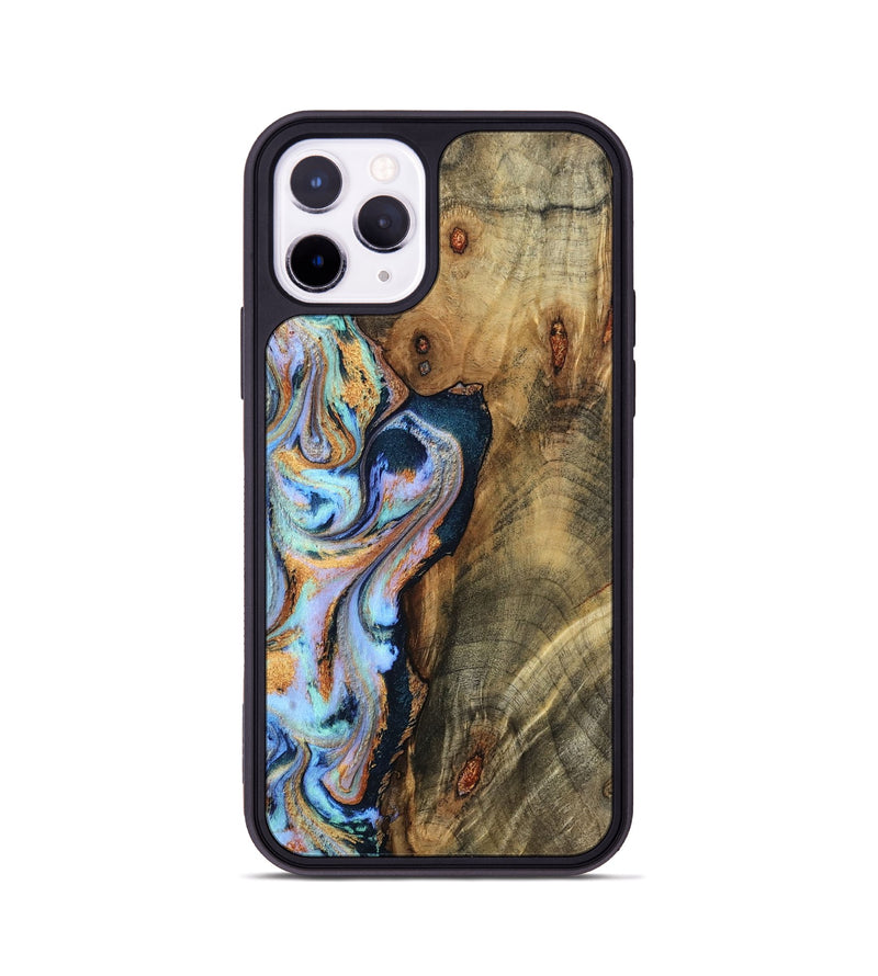 iPhone 11 Pro Wood Phone Case - Hilma (Teal & Gold, 798654)