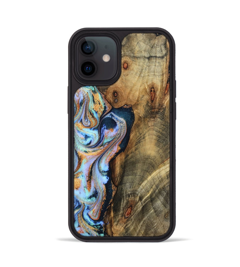iPhone 12 Wood Phone Case - Hilma (Teal & Gold, 798654)