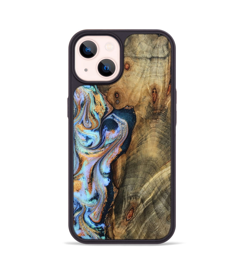 iPhone 14 Wood Phone Case - Hilma (Teal & Gold, 798654)