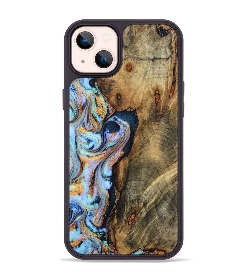 iPhone 14 Plus Wood Phone Case - Hilma (Teal & Gold, 798654)