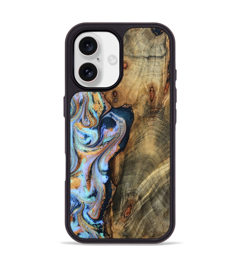 iPhone 17 Wood Phone Case - Hilma (Teal & Gold, 798654)