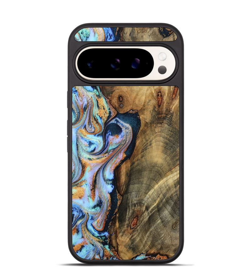 Pixel 9 Wood Phone Case - Hilma (Teal & Gold, 798654)