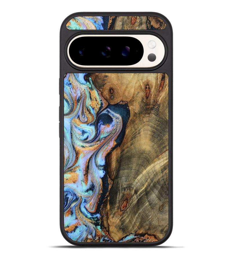 Pixel 9 Pro XL Wood Phone Case - Hilma (Teal & Gold, 798654)