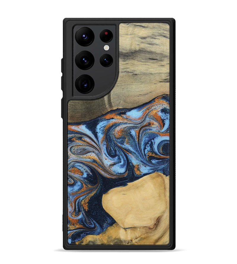 Galaxy S22 Ultra Wood Phone Case - Bobbie (Teal & Gold, 798655)