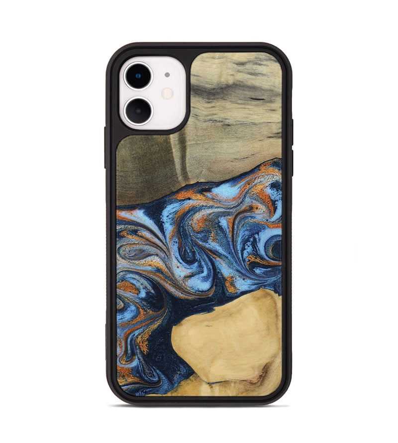 iPhone 11 Wood Phone Case - Bobbie (Teal & Gold, 798655)