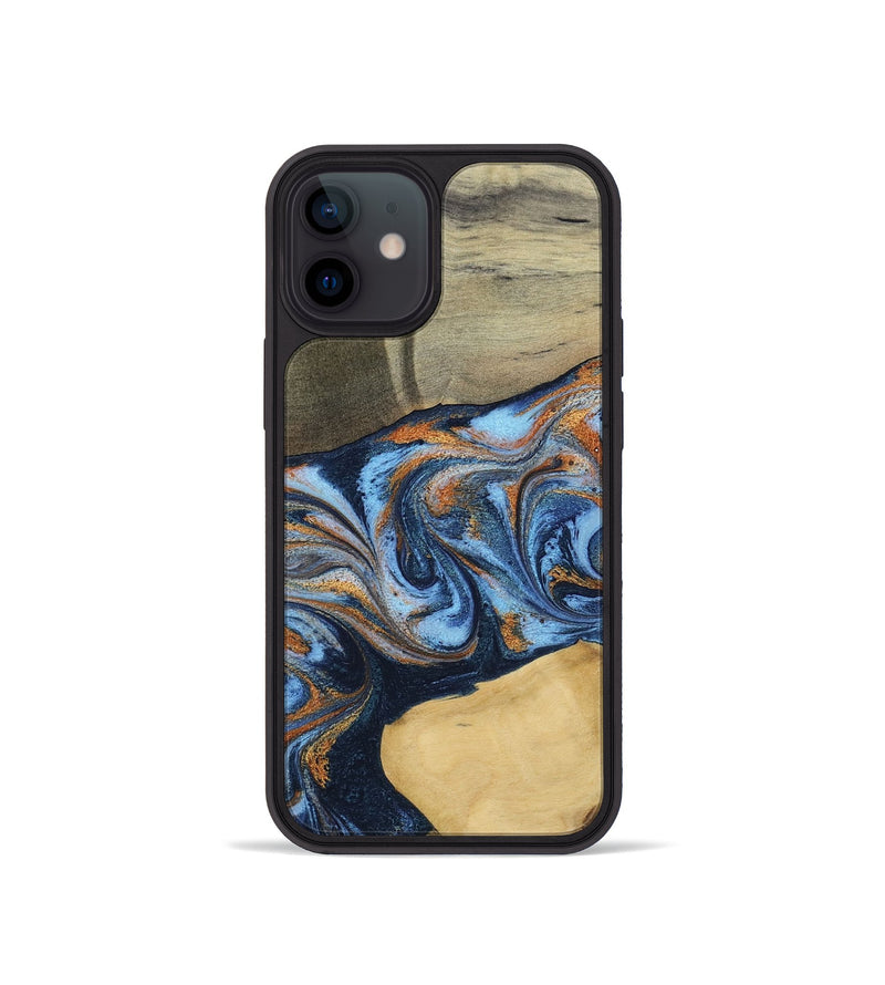 iPhone 12 mini Wood Phone Case - Bobbie (Teal & Gold, 798655)