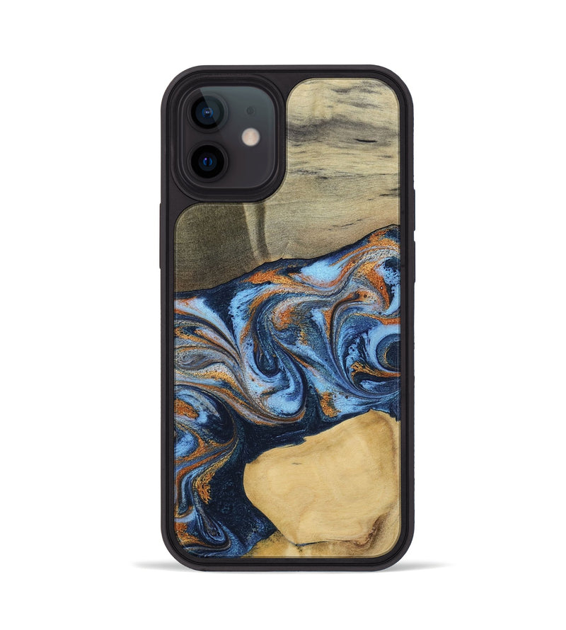 iPhone 12 Wood Phone Case - Bobbie (Teal & Gold, 798655)