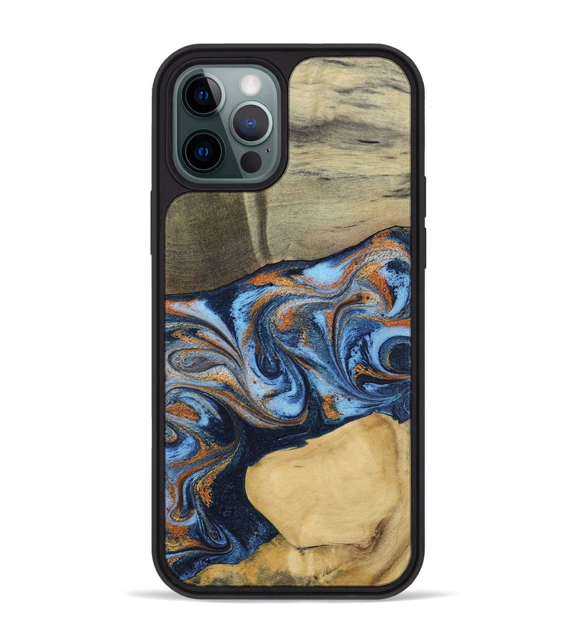 iPhone 12 Pro Max Wood Phone Case - Bobbie (Teal & Gold, 798655)