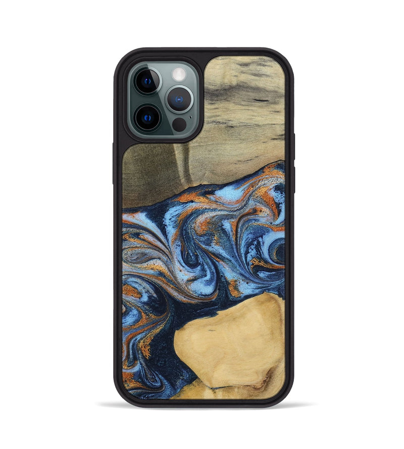 iPhone 12 Pro Wood Phone Case - Bobbie (Teal & Gold, 798655)