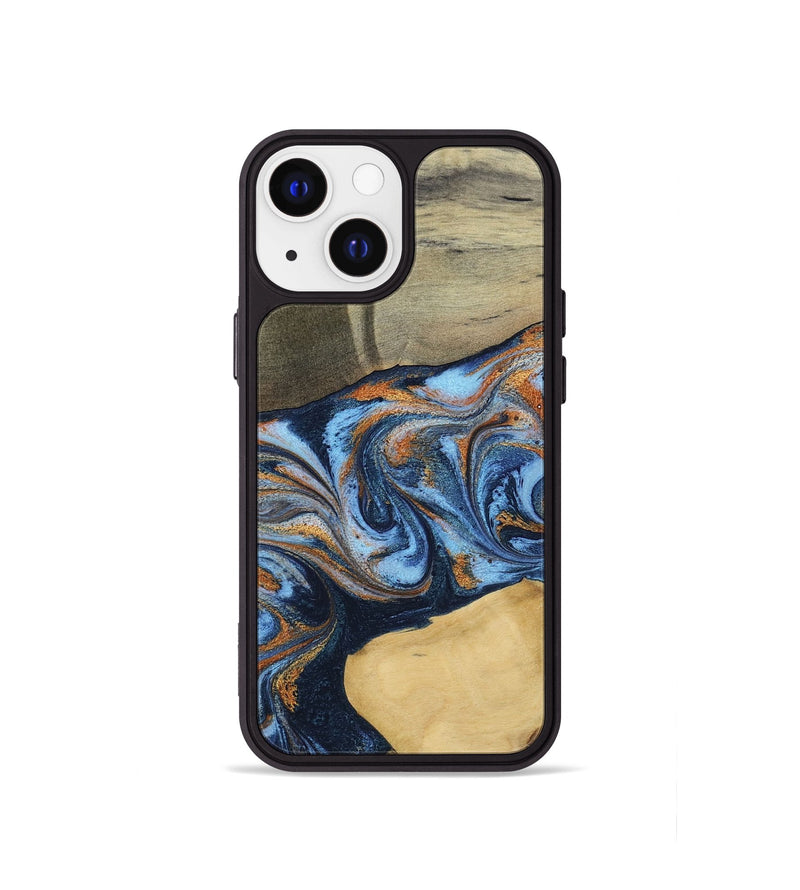 iPhone 13 mini Wood Phone Case - Bobbie (Teal & Gold, 798655)