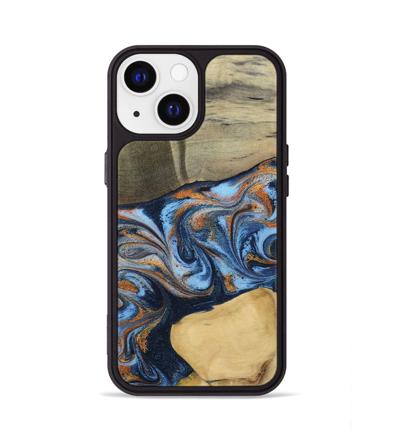 iPhone 13 Wood Phone Case - Bobbie (Teal & Gold, 798655)