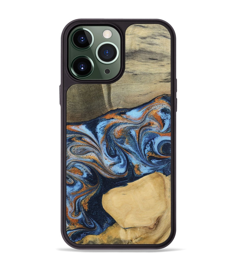 iPhone 13 Pro Max Wood Phone Case - Bobbie (Teal & Gold, 798655)