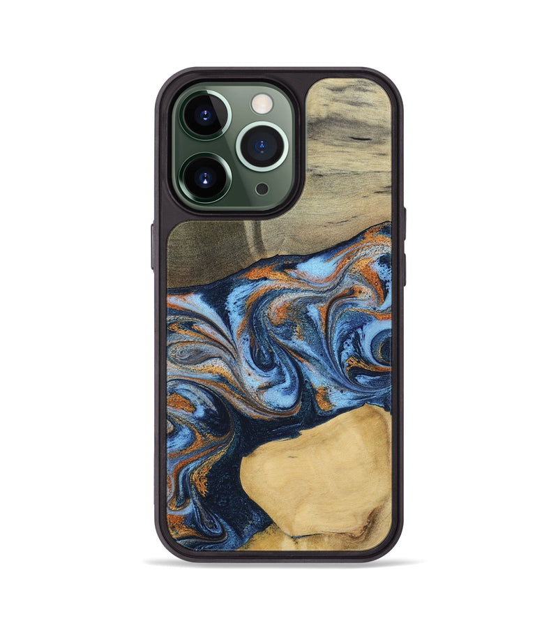 iPhone 13 Pro Wood Phone Case - Bobbie (Teal & Gold, 798655)