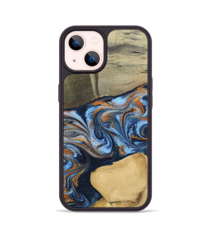 iPhone 14 Wood Phone Case - Bobbie (Teal & Gold, 798655)