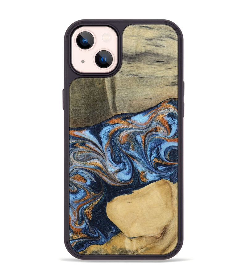 iPhone 14 Plus Wood Phone Case - Bobbie (Teal & Gold, 798655)