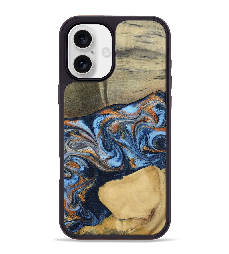 iPhone 16 Plus Wood Phone Case - Bobbie (Teal & Gold, 798655)