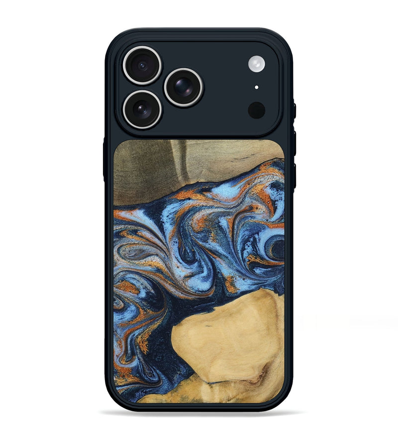 iPhone 17 Pro Max Wood Phone Case - Bobbie (Teal & Gold, 798655)