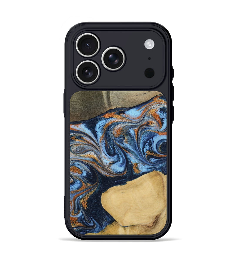 iPhone 17 Pro Wood Phone Case - Bobbie (Teal & Gold, 798655)