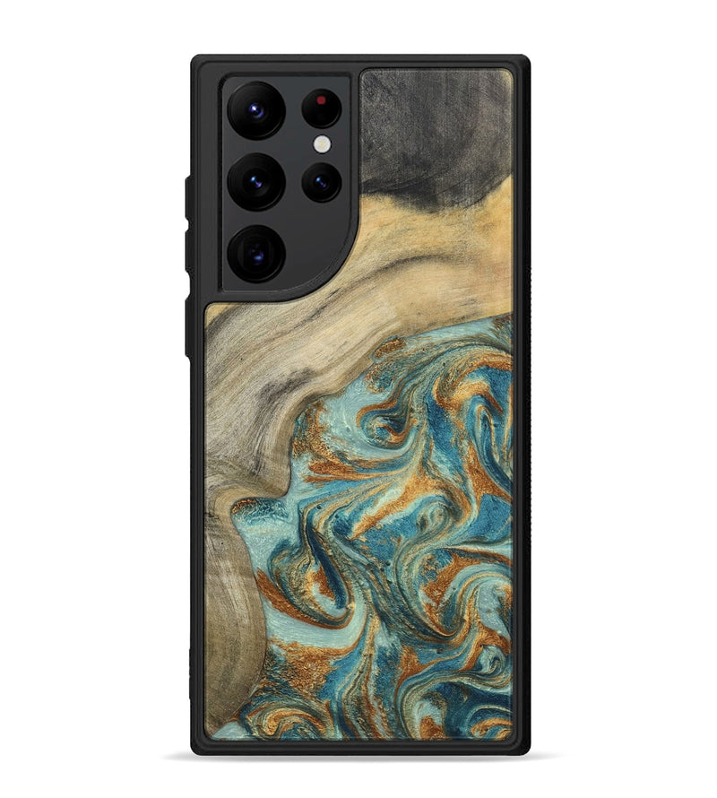 Galaxy S22 Ultra Wood Phone Case - Clayton (Teal & Gold, 798656)